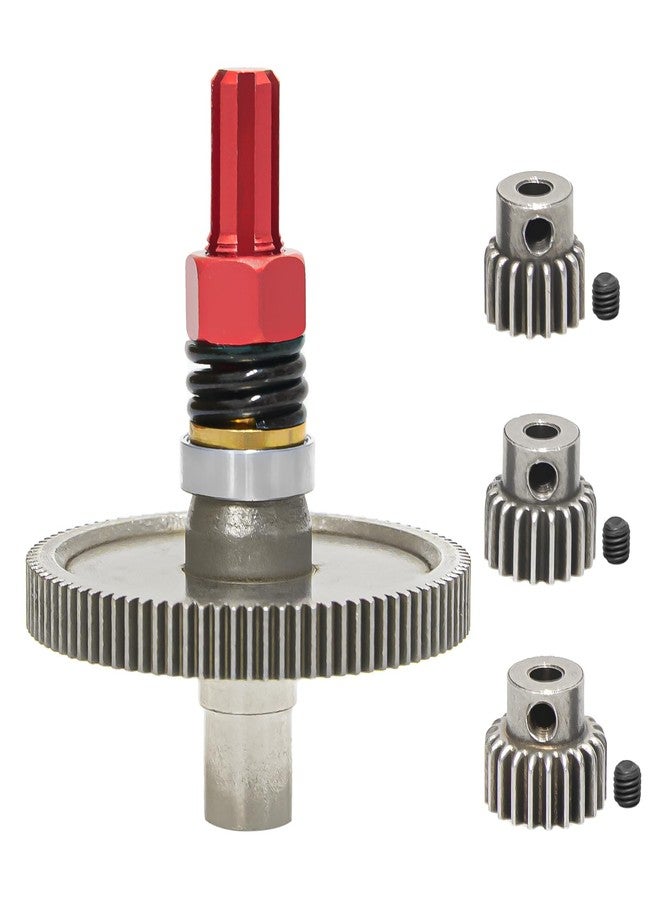 LRFHL 91T Slipper Gear Set Differential Upgrade Parts Metal Gear Compatible with Arrma Senton 1/10 RC Car (Red) - Image 1